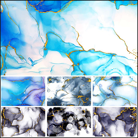 金色装饰水墨蓝色大理石纹理抽象背景第一素材网矢量素材精选