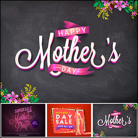 18款母亲节促销打折海报插图第一素材网矢量素材精选