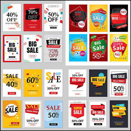 36款商场促销打折简约海报第一素材网矢量素材精选