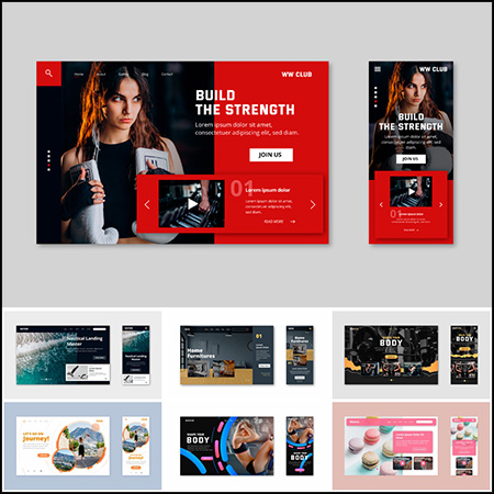 体育和烹饪APP主页设计模板第一素材网矢量素材精选