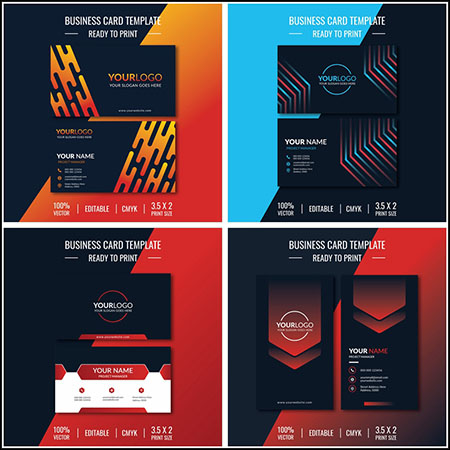 4款漂亮简约大气企业个人名片第一素材网矢量素材精选