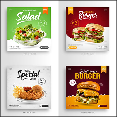 4款网站社交媒体促销打折横幅海报第一素材网矢量素材精选