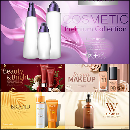 7款女性化妆品护肤品促销横幅海报第一素材网矢量素材精选