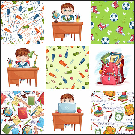 12款卡通儿童学习插图学习用品背景第一素材网矢量素材精选