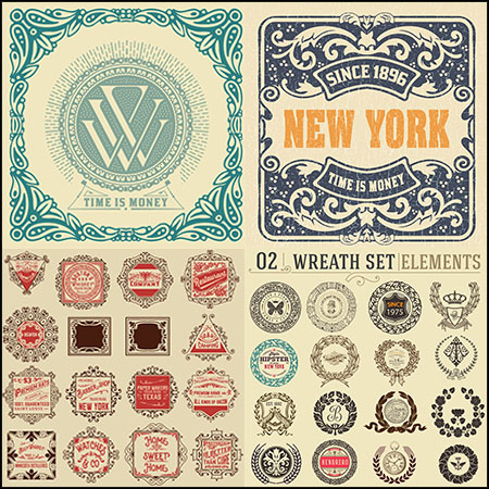 12款欧式花纹复古徽标LOGO标志第一素材网矢量素材精选