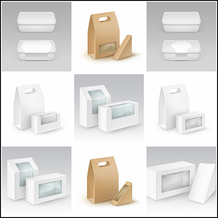 9款包装袋手提袋餐盒矢量样机模型