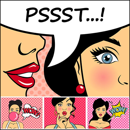 7款波普艺术复古女性角色泡泡对话框第一素材网矢量插图精选