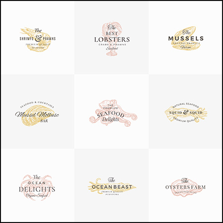 9款海鲜徽标LOGO标志第一素材网矢量素材精选