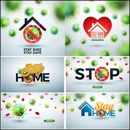 7款2019新冠病毒居家预防海报背景第一素材网矢量素材精选