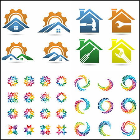 9套房地产家装维修和抽象LOGO图标第一素材网矢量素材精选