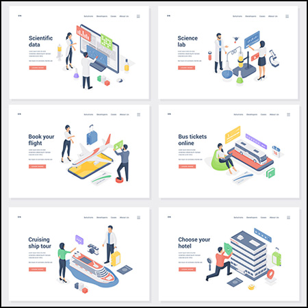 28款互联网医院在线诊断就诊和商务2.5D等距第一素材网矢量插图精选