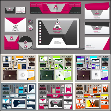 6套商务文具办公用品VI品牌样机模型