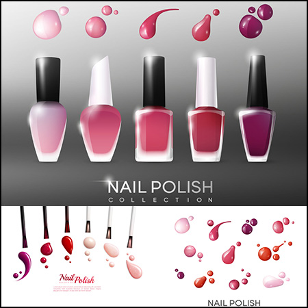 8款炫彩美甲指甲油展示海报第一素材网矢量插图精选