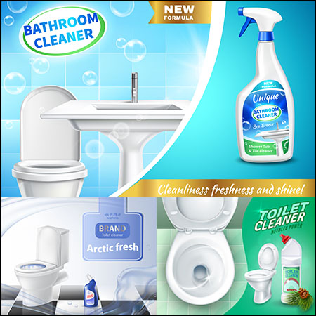 6款卫生间马桶清洁剂海报第一素材网矢量素材精选