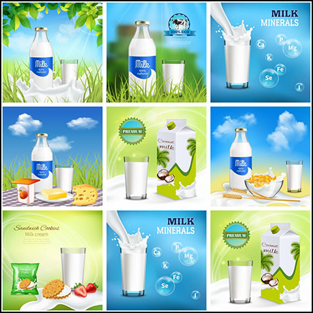 7款牛奶饼干营养早餐海报插图第一素材网矢量素材精选