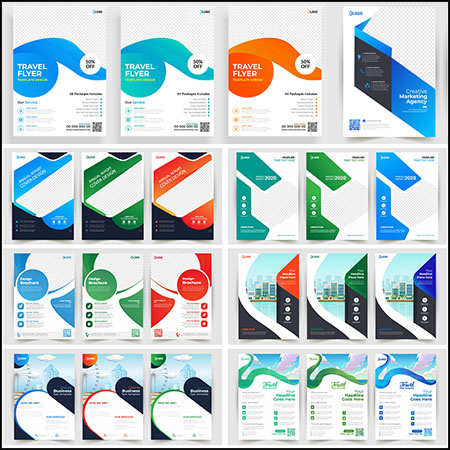 9套欧式企业宣传单企业介绍宣传册第一素材网矢量模板精选