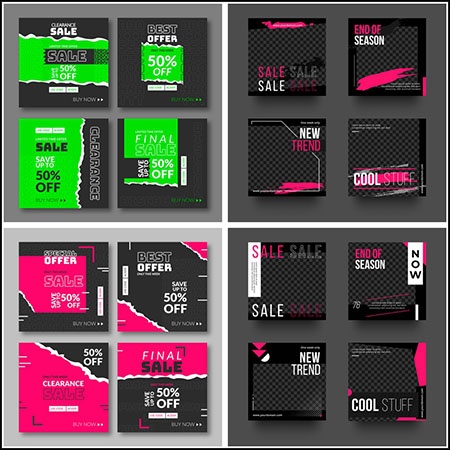 23款网站媒体黑色星期五时尚横幅第一素材网矢量模板精选