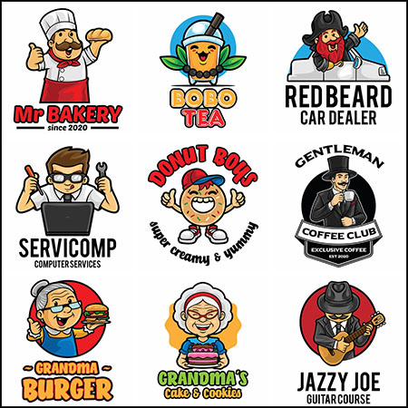 13款美食店小吃店餐饮LOGO标志第一素材网矢量图标精选