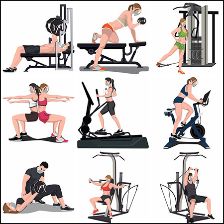 13款健身馆健身的男人和女人第一素材网矢量插图精选
