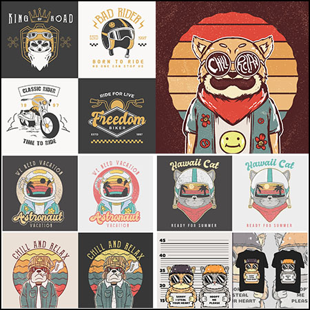 7套复古插画和徽标LOGO标志第一素材网矢量素材精选