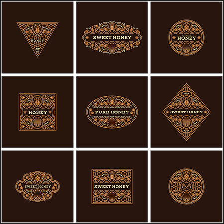 9款蜜蜂蜂蜜图案LOGO标志第一素材网矢量素材精选