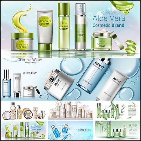 10款护肤品保湿护品面部护理用品横幅海报第一素材网矢量模板精选