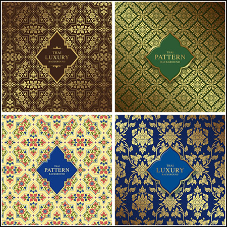 9款金色欧式花纹墙布墙纸背景第一素材网矢量模板精选