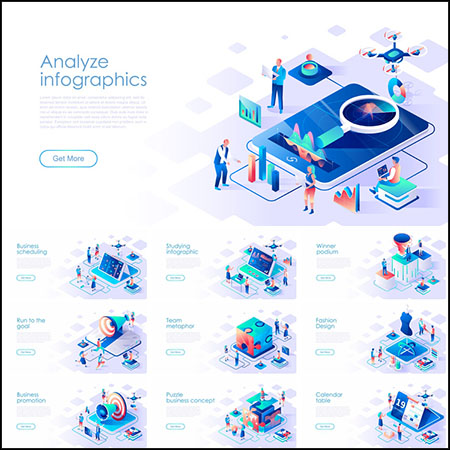 25款未来科技生活智能科技网页登陆页2.5D等距插画