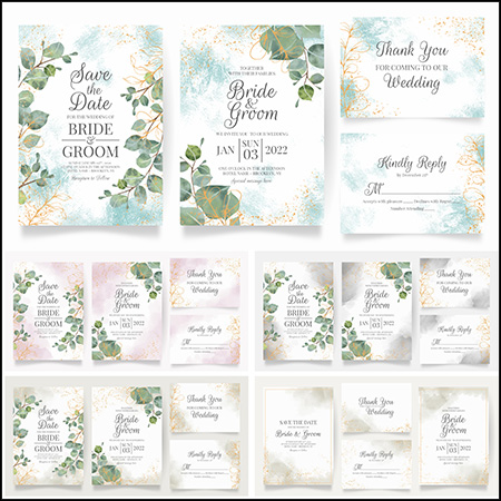 8款清新花卉边框婚礼邀请卡邀请函第一素材网矢量素材精选