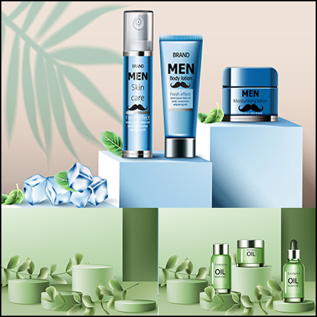 7款护肤品洗发水用品展示海报背景第一素材网矢量素材精选