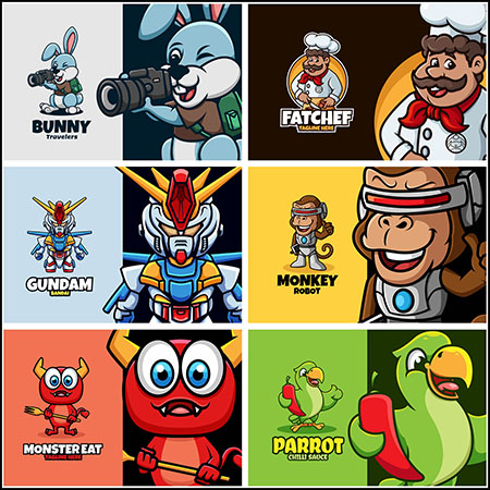 9款动物拟人化创意LOGO标志第一素材网矢量图标精选