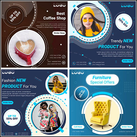 5款社交网站时尚产品促销打折横幅第一素材网矢量模板精选