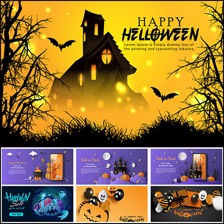 9套万圣节促销打折横幅广告海报第一素材网矢量素材精选