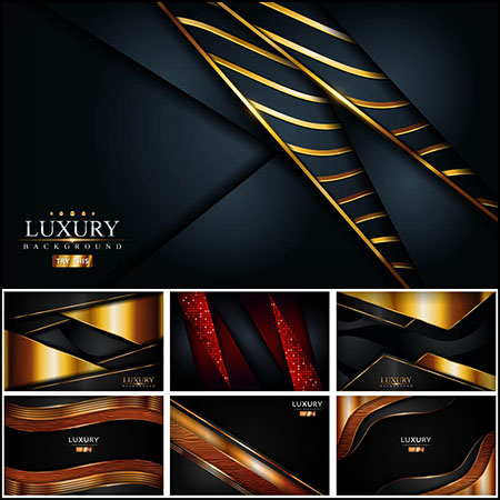 8款金色边框装饰抽象背景第一素材网矢量素材精选