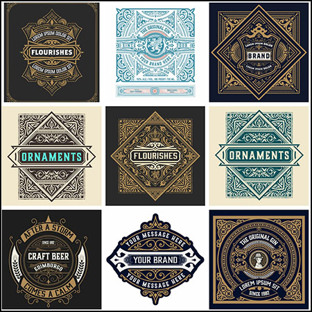 10款欧式花纹复古标志标签第一素材网矢量素材精选