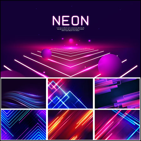 9款炫彩霓虹灯背景第一素材网矢量素材精选