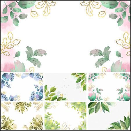 9款春季绿色植物叶子边框背景第一素材网矢量素材精选