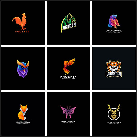 13款公鸡 恐龙 老虎 狐狸和鸟类LOGO企业图标标志第一素材网矢量素材精选