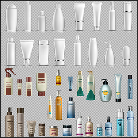 7套洗发用品护肤用品插图瓶装样机第一素材网矢量素材精选