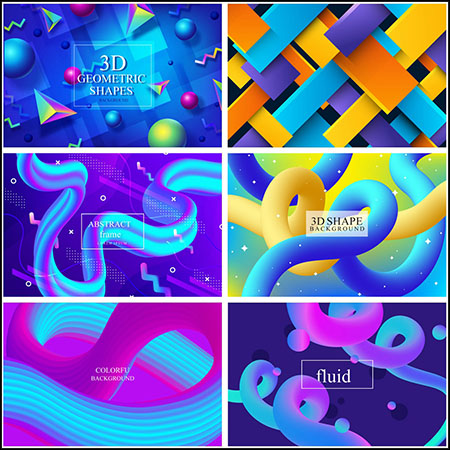 7款3D立体几何图形彩色抽象背景无缝素材