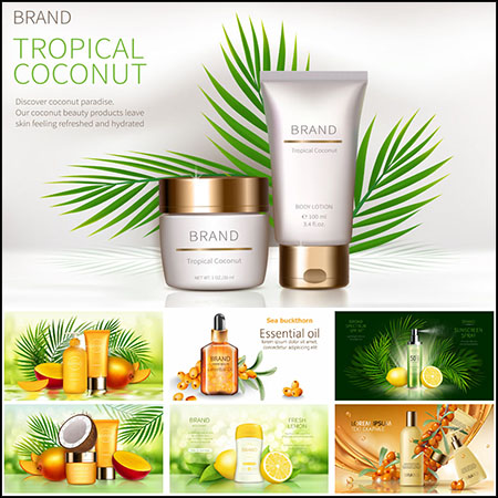 10款水果护肤品水果洗面奶横幅海报第一素材网矢量模板精选