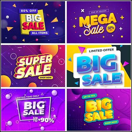 6款商店超市超级促销横幅海报第一素材网矢量模板精选