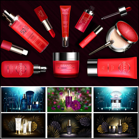 9款高端护肤品化妆品横幅海报第一素材网矢量模板精选