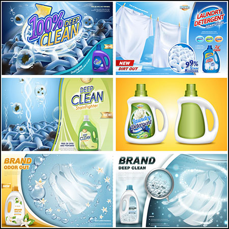 7款洗衣液广告横幅海报第一素材网矢量素材精选