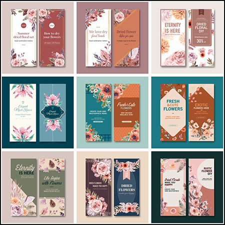 12套春季花卉促销竖版条幅横幅第一素材网矢量模板精选