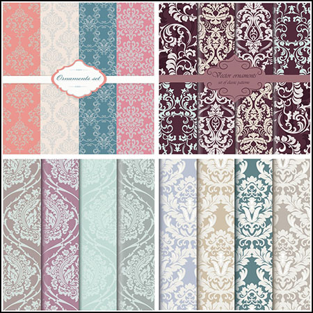 9套欧式花纹墙纸无缝背景第一素材网矢量模板精选