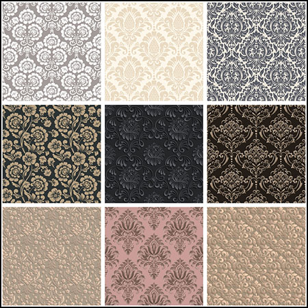 12款欧式复古花纹墙纸墙布无缝背景第一素材网矢量模板精选