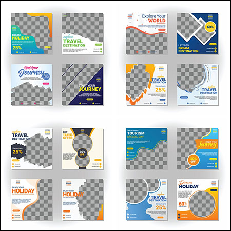 16款网络互动网站媒体促销打折横幅广告第一素材网矢量模板精选