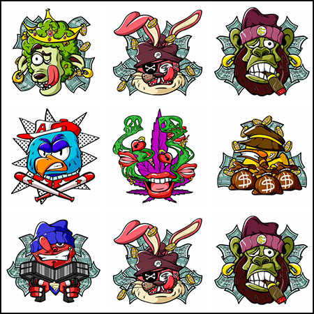 7款普波风暴漫卡通人物印染图案插图蚂蚁图库精选PSD模板