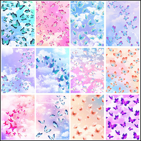 30款彩色梦幻光效蝴蝶背景蚂蚁图库精选PSD分层模板